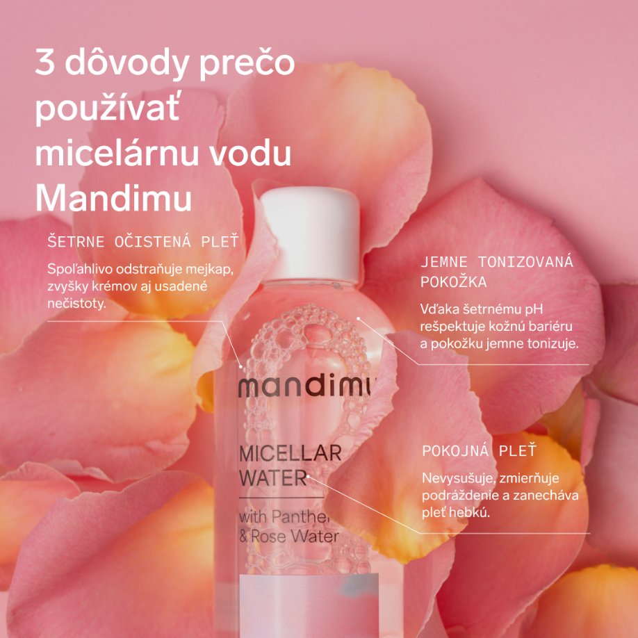 Micelárna voda s pantenolom a ružovou vodou 250 ml