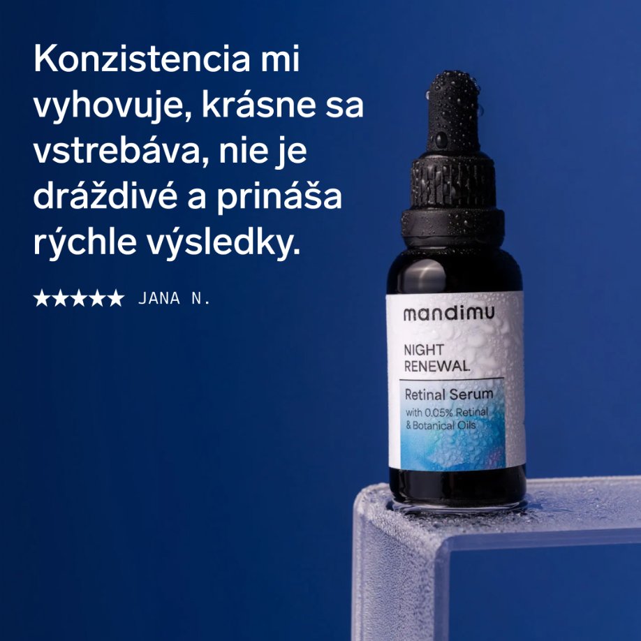 Nočné retinalové sérum Night Renewal s 0,05 % retinalu & rastlinnými olejmi 30 ml