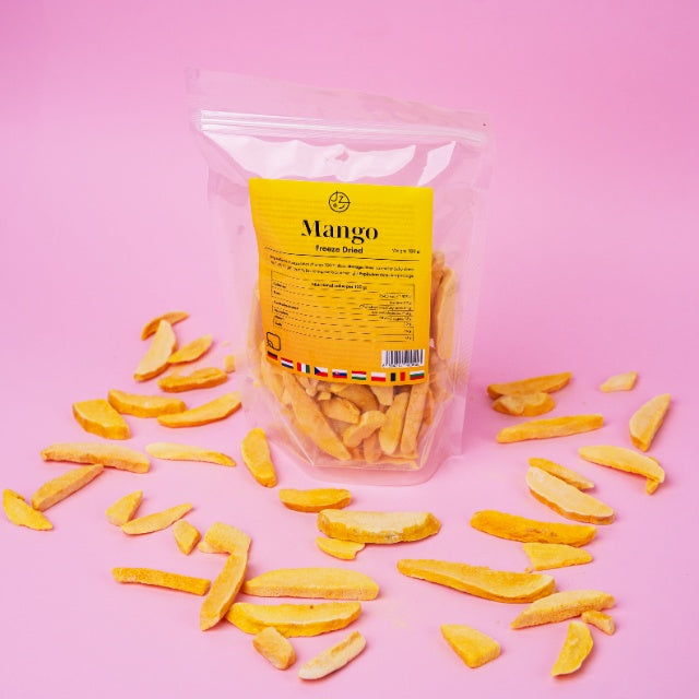 Sada lyofilizovaného (mrazom sušeného) ovocia – jahody, maliny, banány a mango 🍌🥭🍓