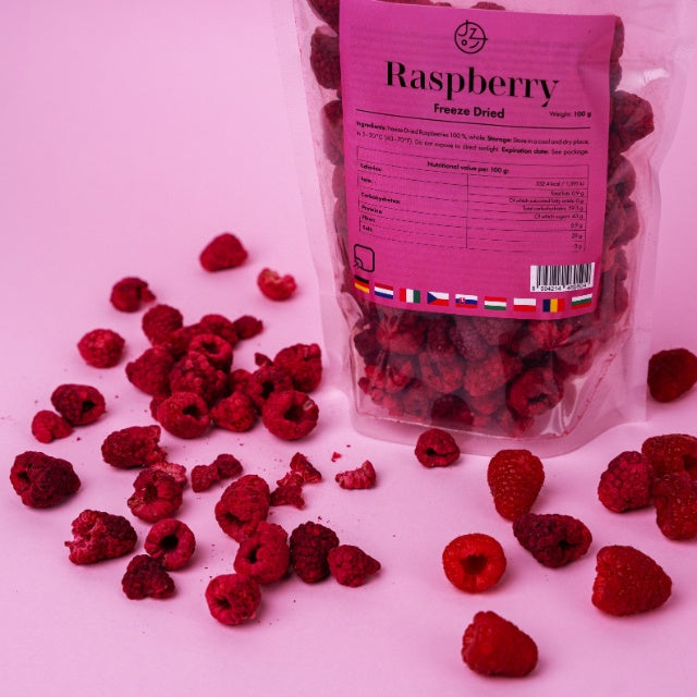 Sada lyofilizovaného (mrazom sušeného) ovocia – jahody, maliny, banány a mango 🍌🥭🍓