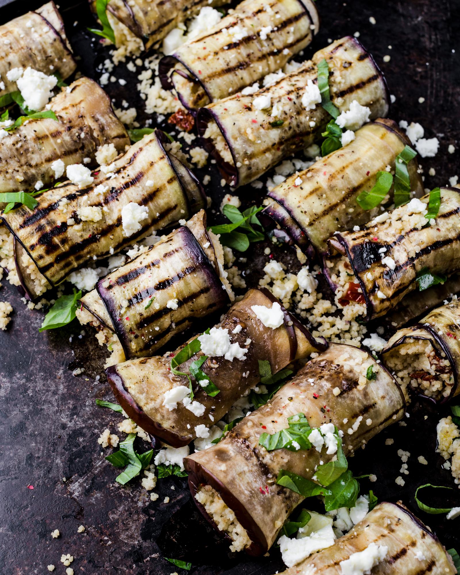 Baklažánové rolky s kuskusom