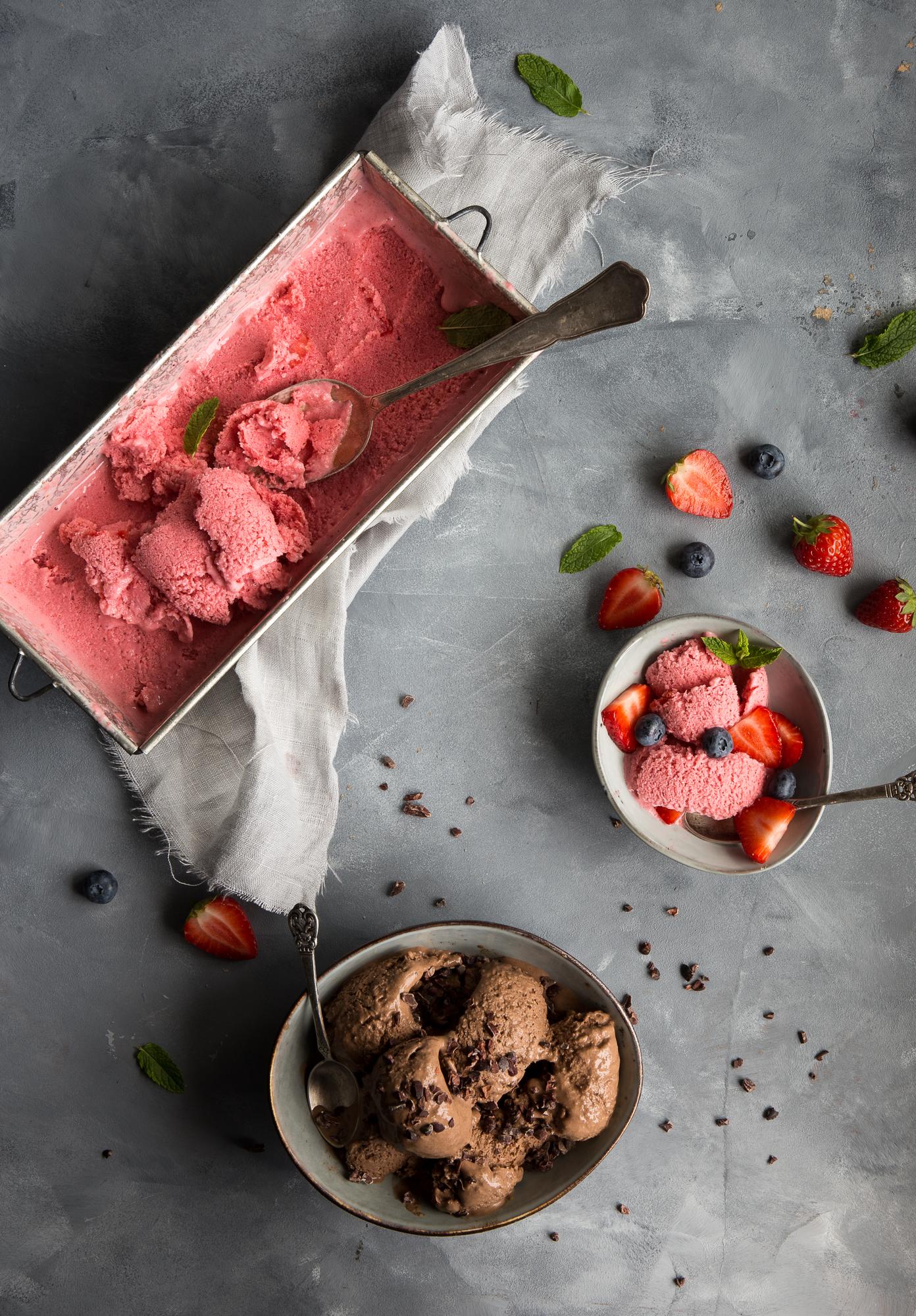 Jahodový mrazený jogurt