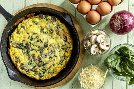Frittata so špenátom a hubami
