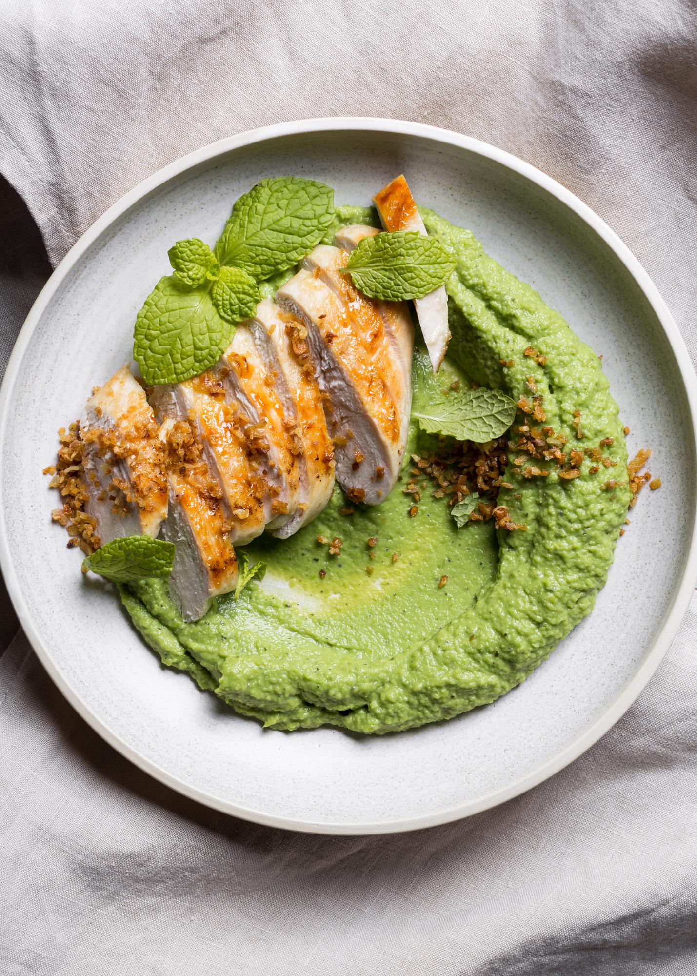 Kurča s hráškovým pyré