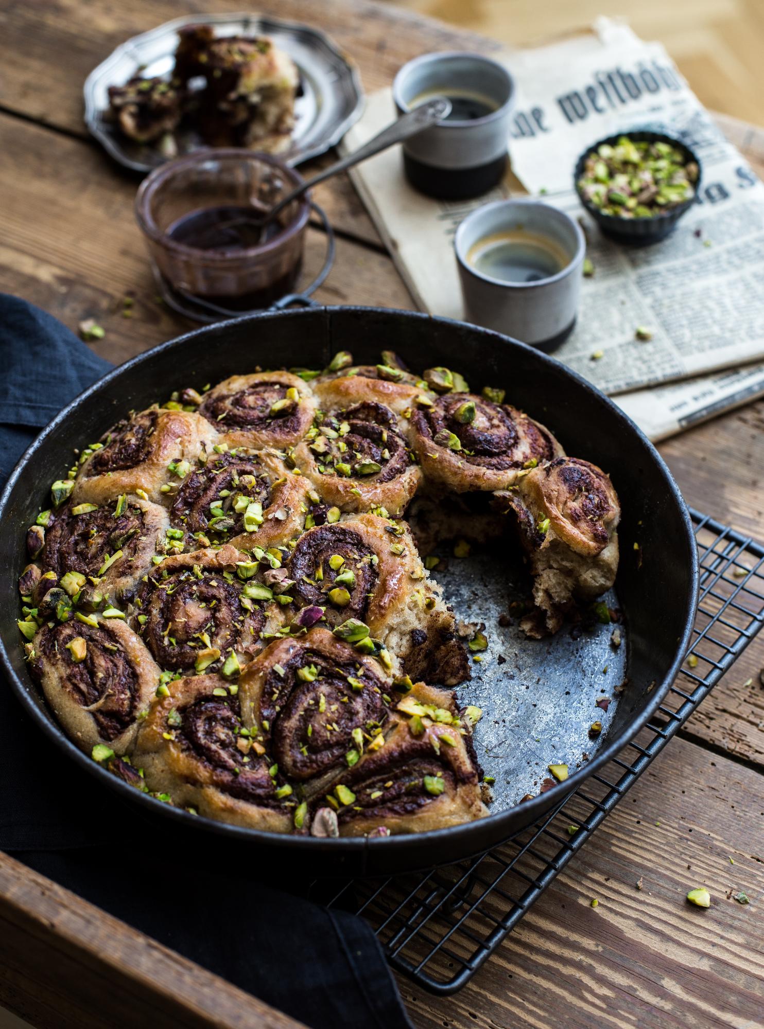 Pistáciové slimáky s domácim lieskovoorieškovým krémom