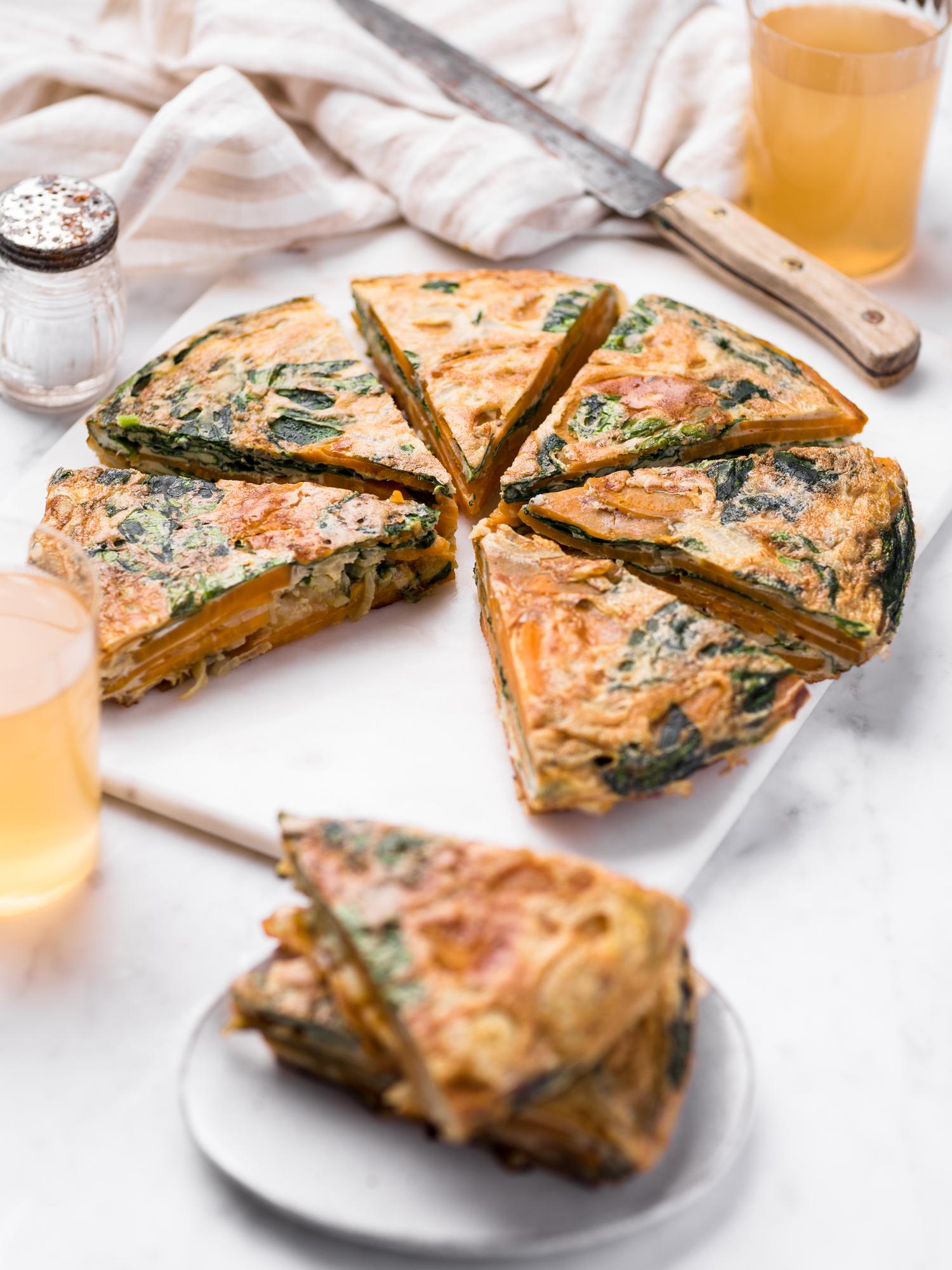 Batatová tortilla so špenátom