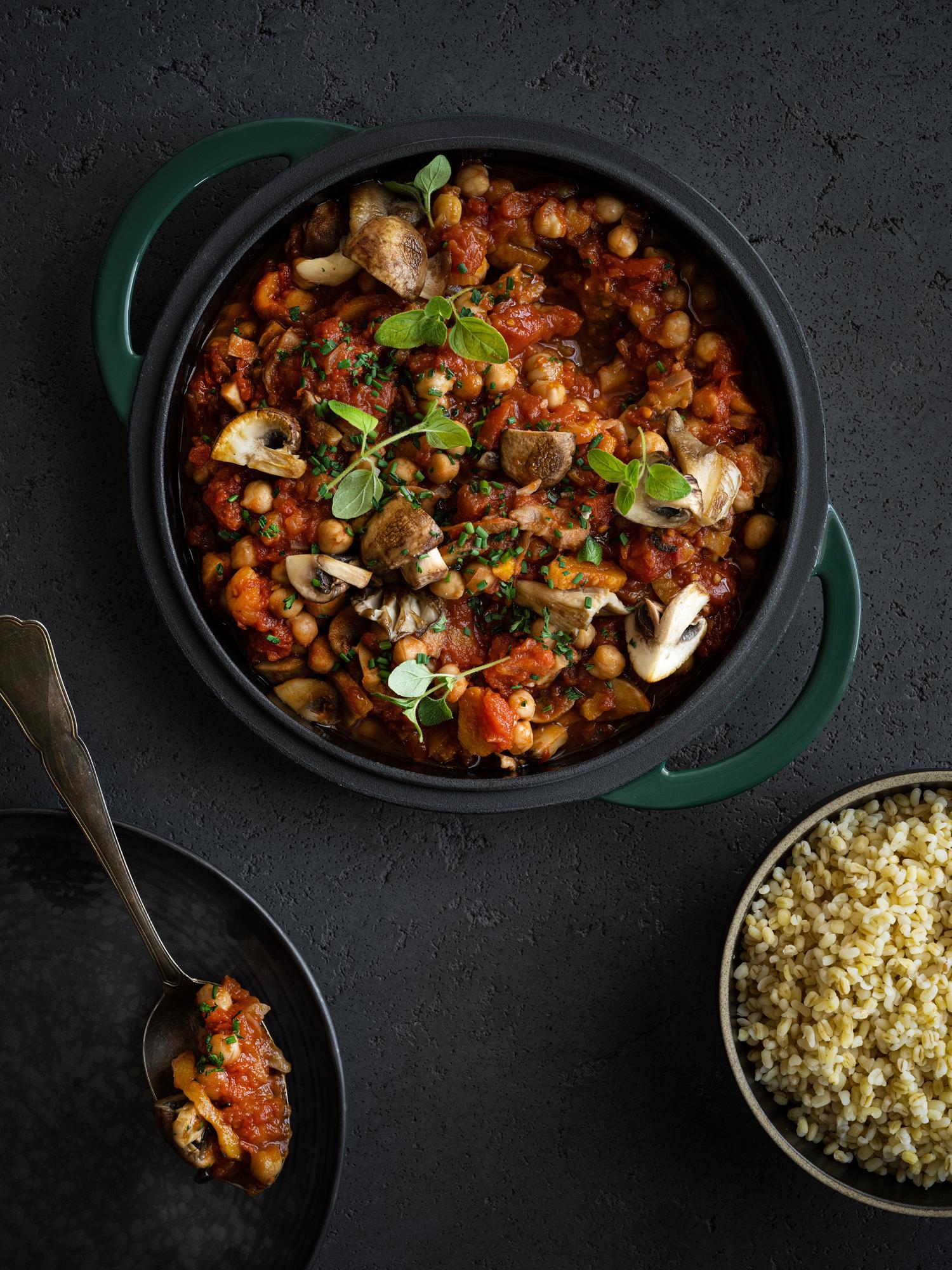 Vegetariánska zmes s cícerom a hlivou ustricovou