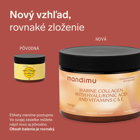 Prémiový kolagén s kyselinou hyalurónovou a vitamínom C a E (príchuť mango)
