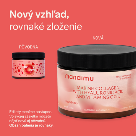 Prémiový kolagén s kyselinou hyalurónovou, vitamínom C a 8 látkami pre krásne vlasy, nechty, pleť (jahodová príchuť) 🍓