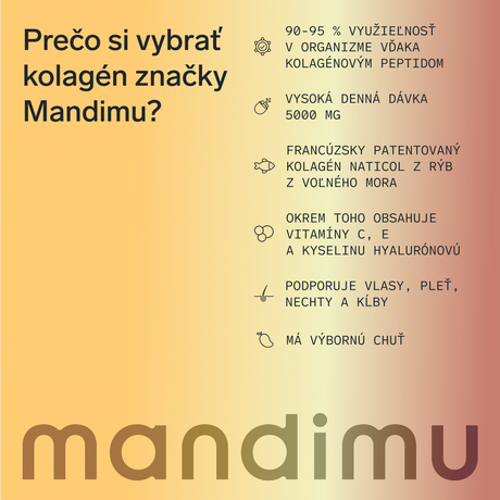 Prémiový kolagén s kyselinou hyalurónovou a vitamínom C a E (príchuť mango)