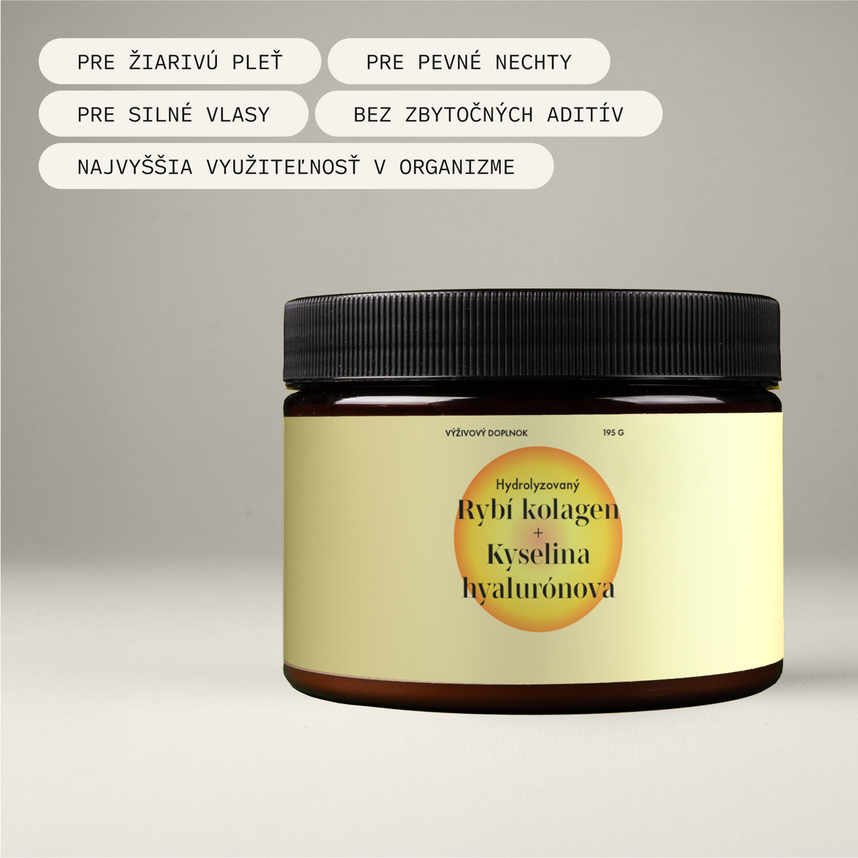 Prémiový kolagén s kyselinou hyalurónovou a vitamínom C a E (príchuť mango)