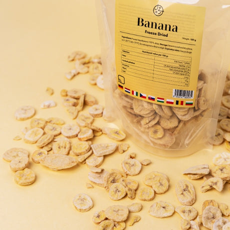 Sada lyofilizovaného (mrazom sušeného) ovocia – jahody, maliny, banány a mango 🍌🥭🍓