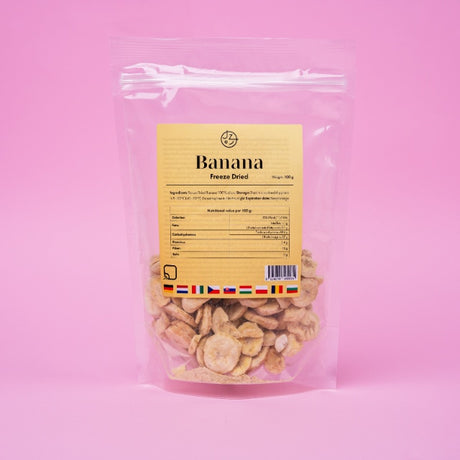 Sada lyofilizovaného (mrazom sušeného) ovocia – jahody, maliny, banány a mango 🍌🥭🍓