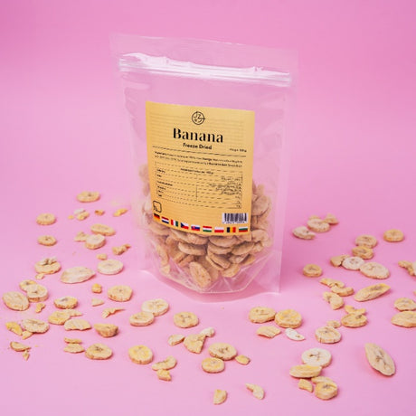 Sada lyofilizovaného (mrazom sušeného) ovocia – jahody, maliny, banány a mango 🍌🥭🍓