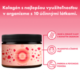 Prémiový kolagén s kyselinou hyalurónovou, vitamínom C a 8 látkami pre krásne vlasy, nechty, pleť (jahodová príchuť) 🍓