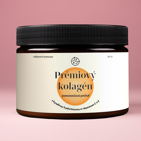 Prémiový kolagén s kyselinou hyalurónovou a vitamínmi C a E (pomarančová príchuť)